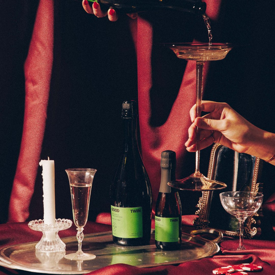 Good Twin red satin candlelit pour